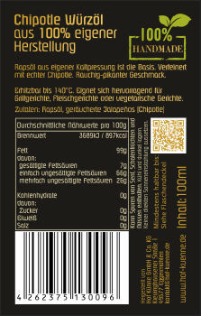 Chipotle-Chili-Würzöl aus 100% eigener Herstellung